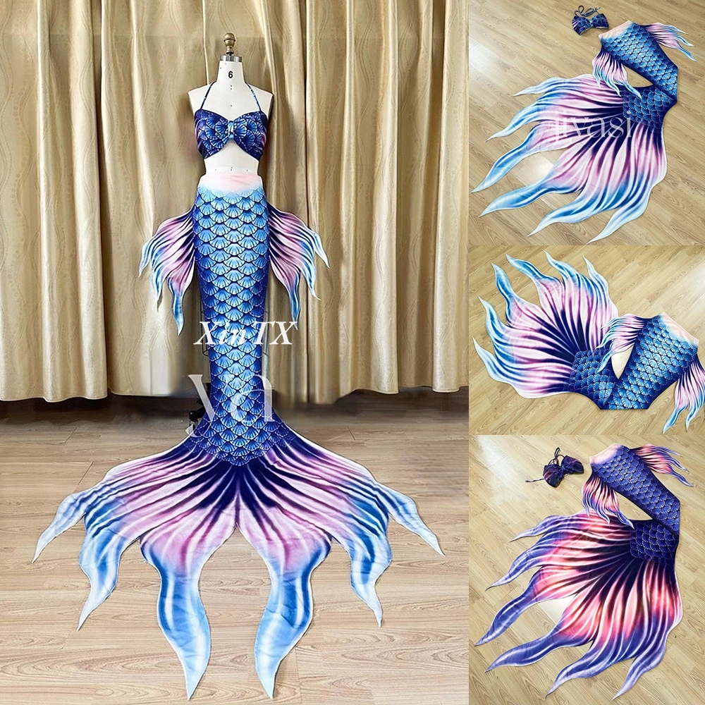 2024 Women's Mermaid Tail Swimwear Free Bra Cosplay Ear Aquarium Freediving Light And Wear-Resistant Polyester Set of 1/2/3PCS