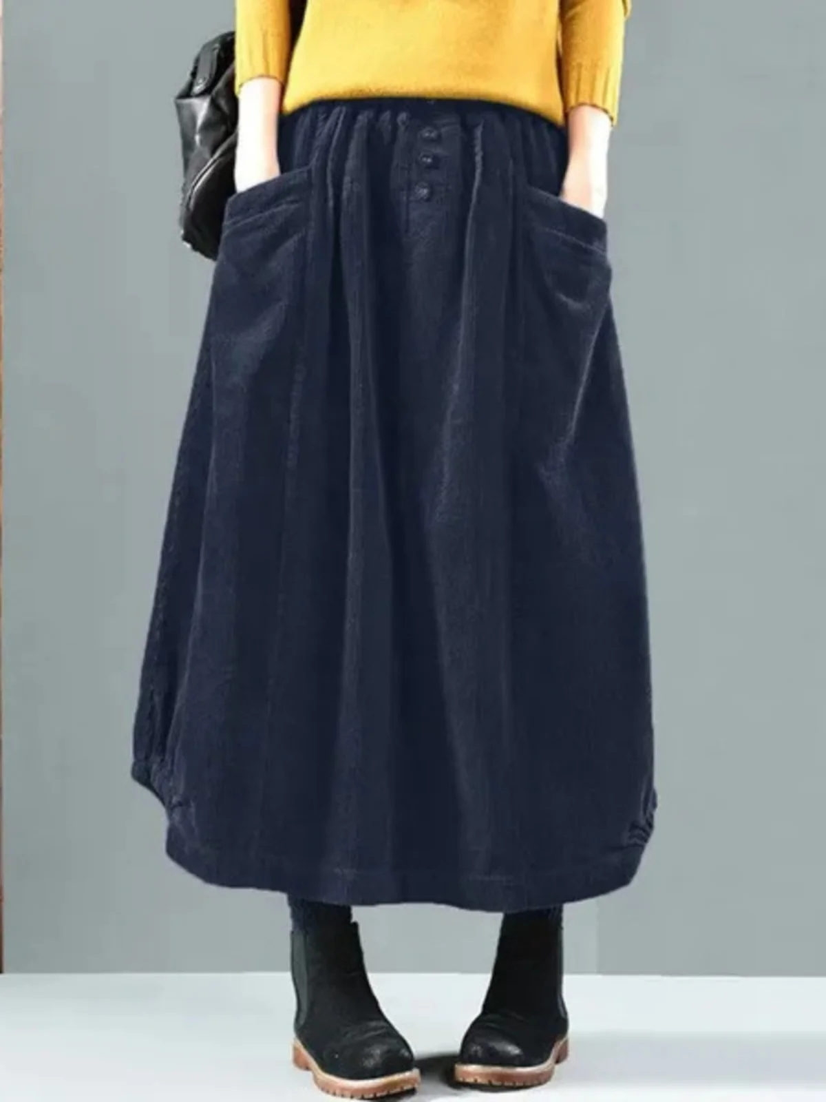 

High Waist Casual Long Skirt for Women Ele Versatile Full-Length Gown Autumn Collection Other Material 00% Other Sle