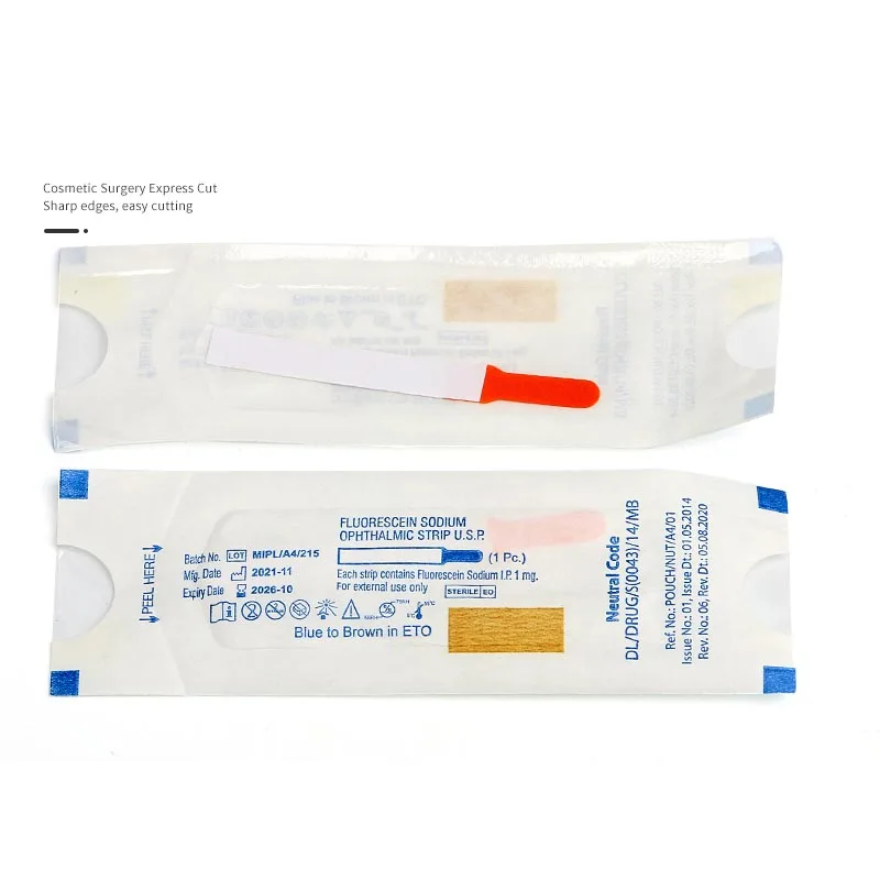 Tear secretion test strips Sodium fluorescein test strips Artificial tear test filter strips Ophthalmic test strips