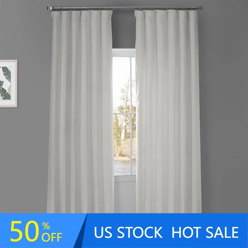 HPD Half Price Drapes French Linen Curtains 84 Inches Long Room Darkening Curtains for Bedroom & Living Room 50 X 84, (1 Panel)