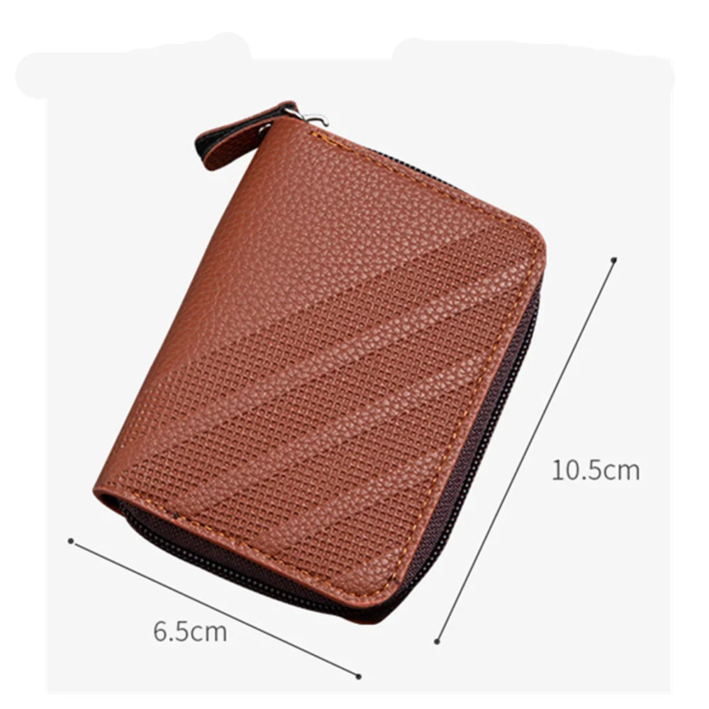 Rfid Credit Card Holder Classical Business PU Leather Small Credif ID Card Anti-lost Storage Handbag Card Clip Zipper Purses