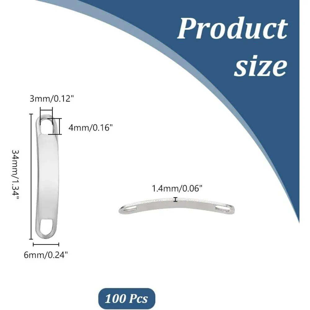 100 قطعة ختم علامة فارغة 34 مللي متر وصلة من الفولاذ المقاوم للصدأ موصل معدني قابل للنقش منحني ربط المعلقات المعلقات لمجموعة الأحذية #3