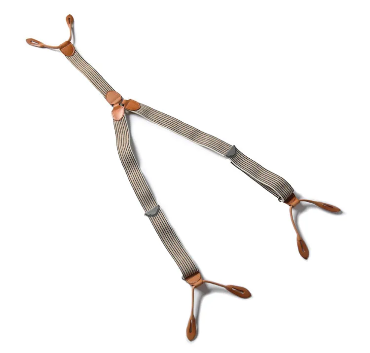 BRONSON Vintage Y Shape Suspenders, Old Time Patch Leather Braces, American Workwear Retro Shoulder Straps