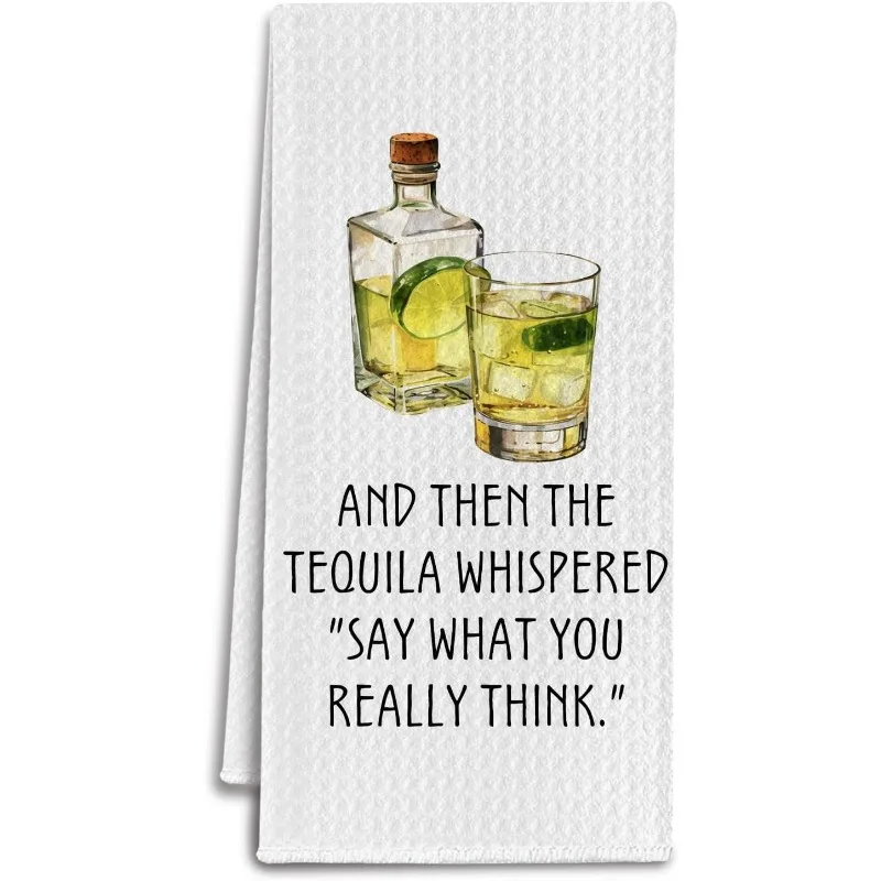 1pc Tequila Quote Printed Kitchen Towel, Soft Absorbent Hand Towel, Perfect for Kitchen, Dining Room, Bathroom, Dorm