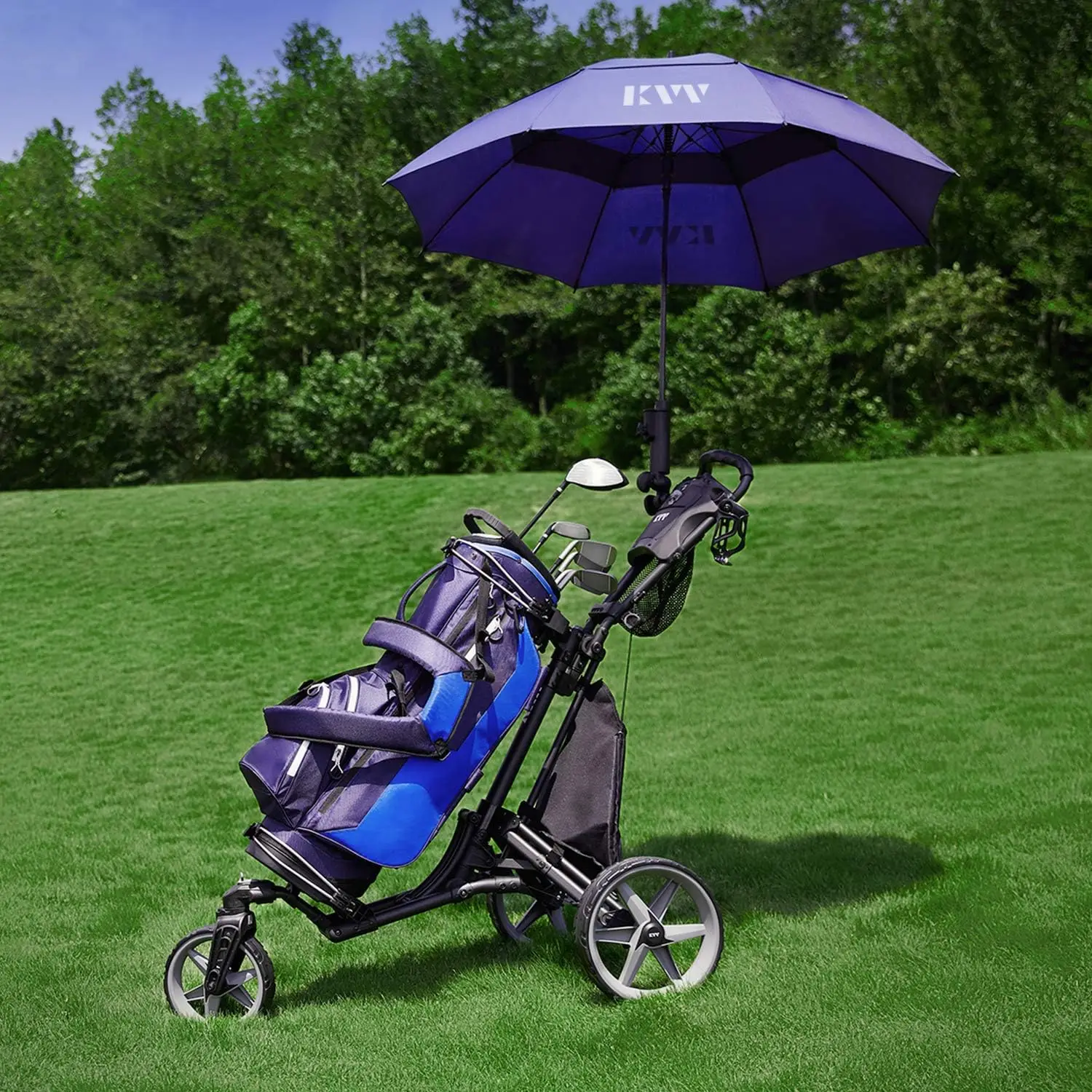 

3 Wheel 360 Rotating Front Wheel Golf Push Cart Open and Close in ONE Second-Free Umbrella Holder Included