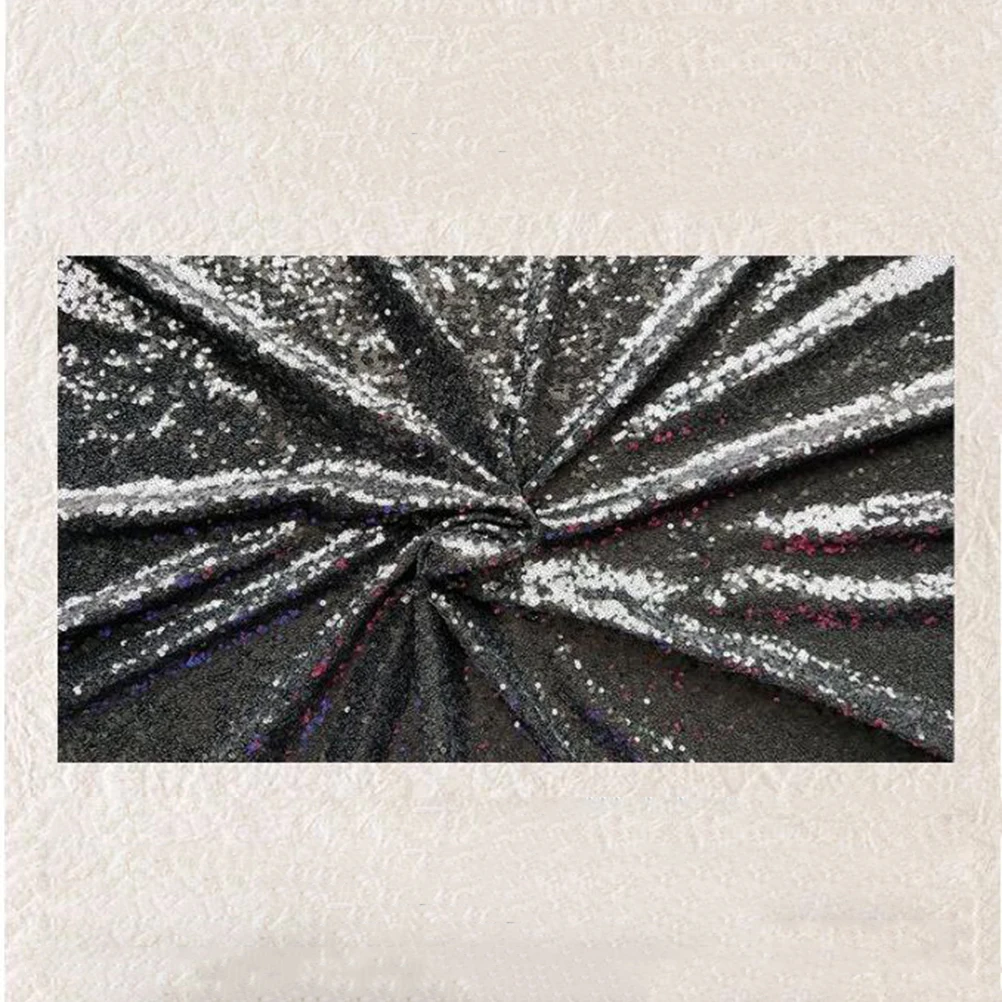 

3mm Shiny Sequin Fabric Easy to Cut Costume Fabric for Making Tablecloth, Table Runner, Dress 135x100cm(Black)