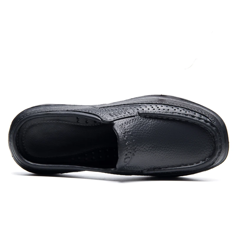 Summer slippers garden clogs waterproof and non-slip chef shoes light plus size comfortable black leather shoes outdoor slippers view 6
