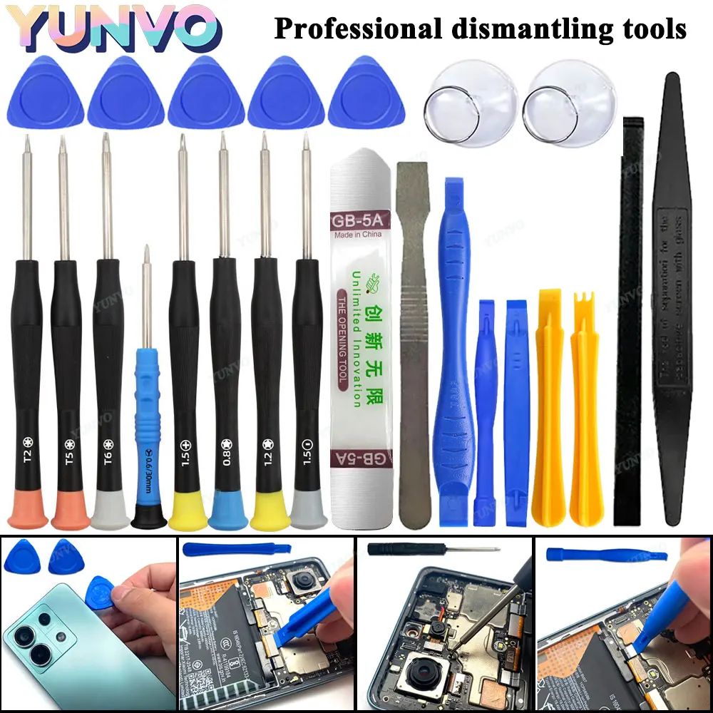 25 in 1 Mobile Phone Repair Tool Kit Precision Screwdriver Pry Tools Tweezers Suction Cup for iPhone Samsung  Xiaomi Disassembly