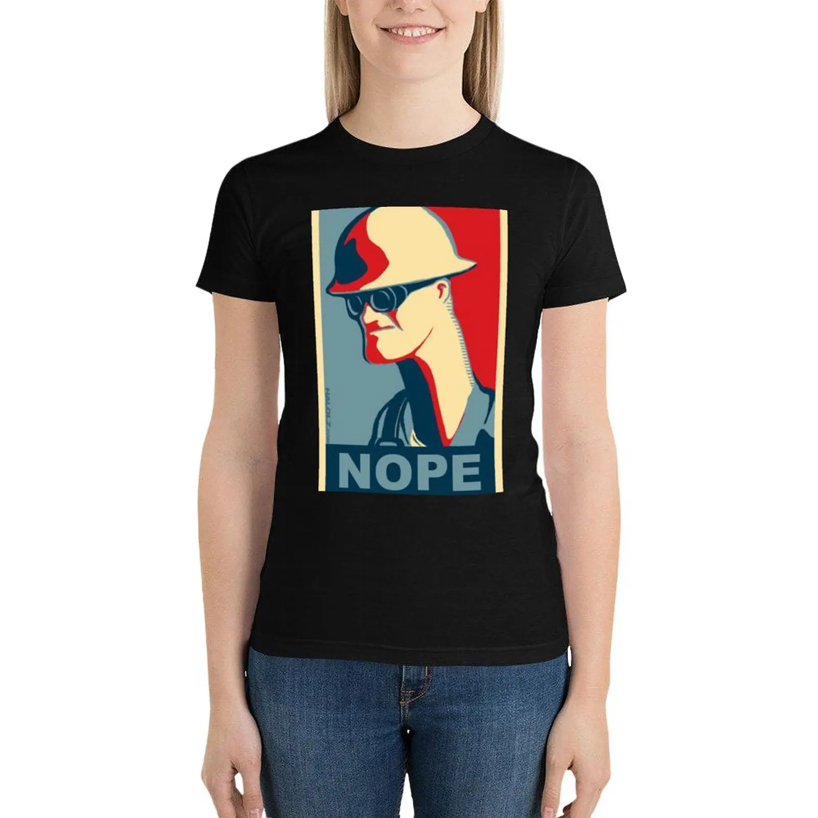 Team Fortress 2 - Engineer Nope T-Shirt summer clothes Female clothing plus size tops anime clothes clothes for Women