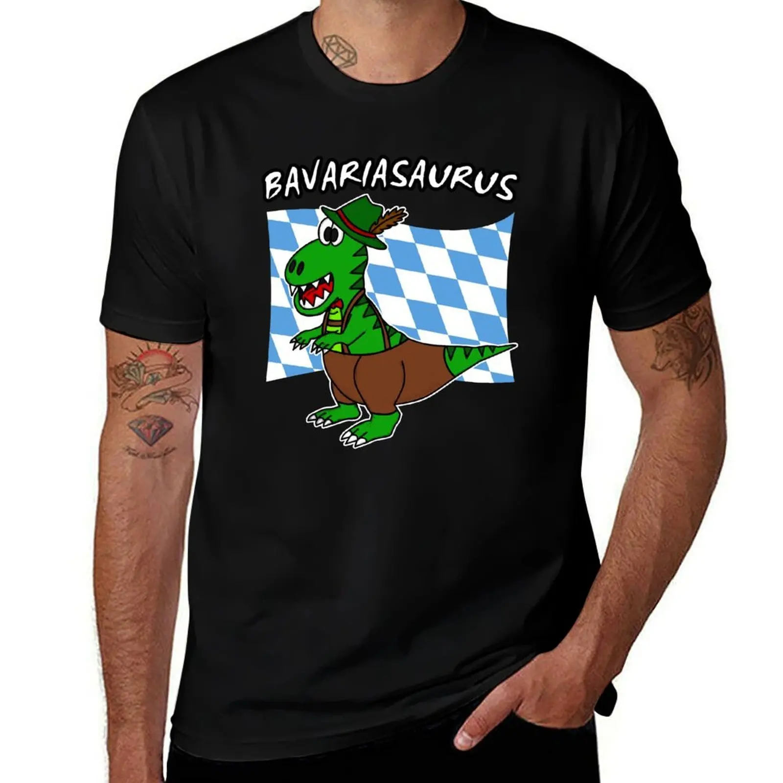 Camiseta divertida Bavariasaurus con bandera bávara, dinosaurio, sombrero tirolés y Lederhosen, anti-transpiración, para entrenamiento