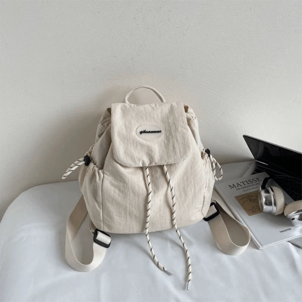 Zaino portatile da donna in nylon con coulisse, leggero, multitasche, zaino casual impermeabile con manico