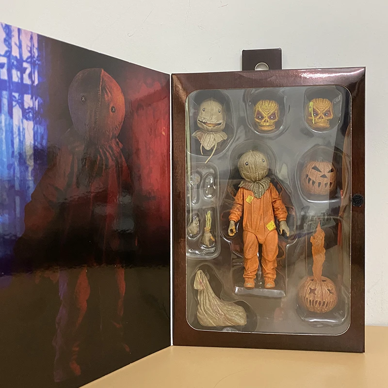 NECA Trick R Treat Sam Action Figure SAW The Great Autumn Spirit Classic Movie Model Light up Pumpkin Toy Halloween Gifts