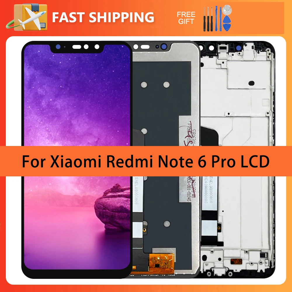 

6.26" High quality LCD For Xiaomi Redmi Note 6 Pro Display Touch Screen Digitizer Assembly With Frame For M1806E7TG Replacement