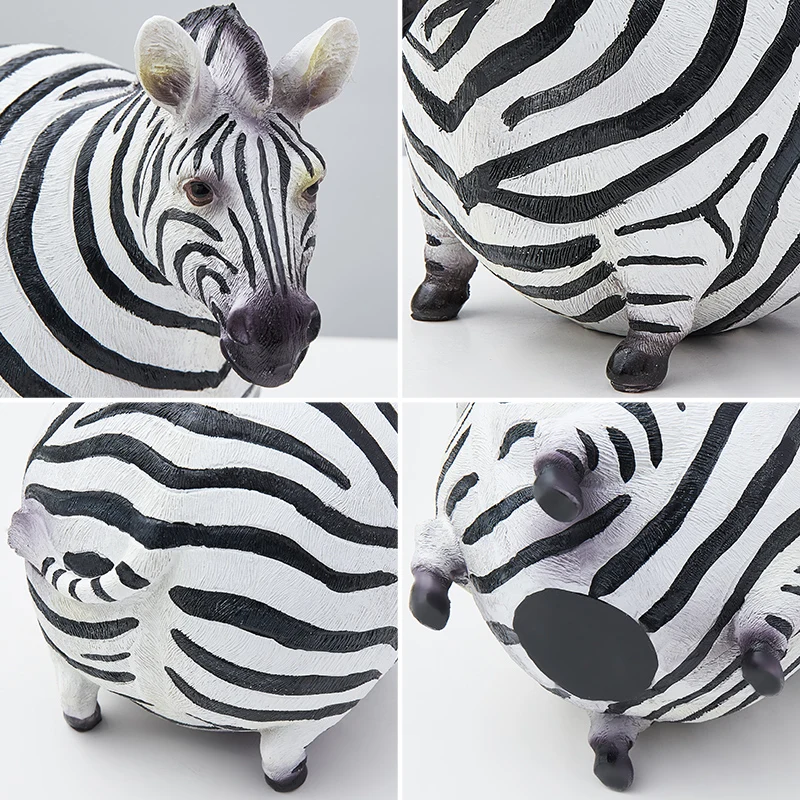 Imagem -05 - Estátua Animal Resina Zebra Estatuetas Interiores Decoração Desktop Acessórios de Jardim Estilo Escandinavo Decoração do Quarto Kawaii