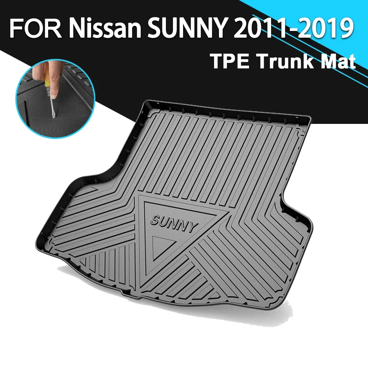 Car Rear Trunk Cover Mat TPE Waterproof Non-Slip Rubber Cargo Liner Accessories For Nissan SUNNY 2011-2019