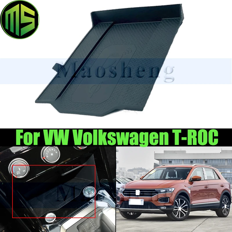 

Maosheng Dashboard Storage Box Wireless Charging Rubber Mat For Volkswagen VW T-ROC Wireless Charger Rubber Pad 2GA863328C
