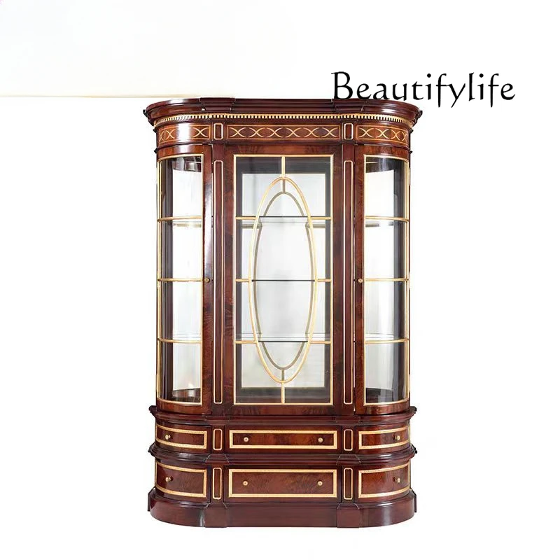 Nordic high-end curved cabinet door wine cabinet aristocratic high-end luxury mahogany wine cabinet