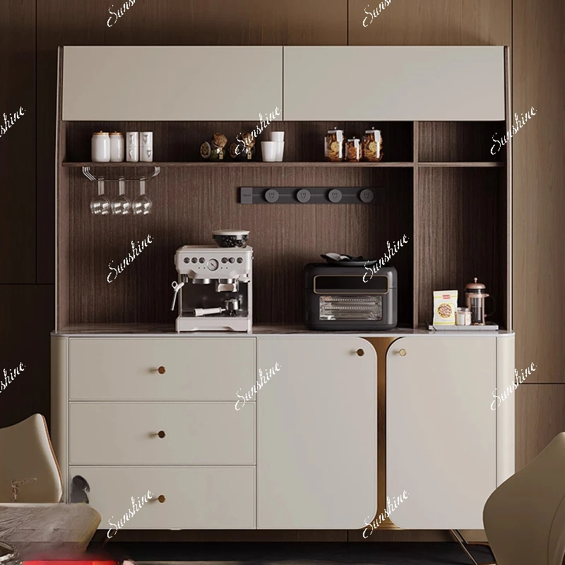Light luxury high-end double-layer integrated wall modern simple multi-functional customized Italian tea cabinet