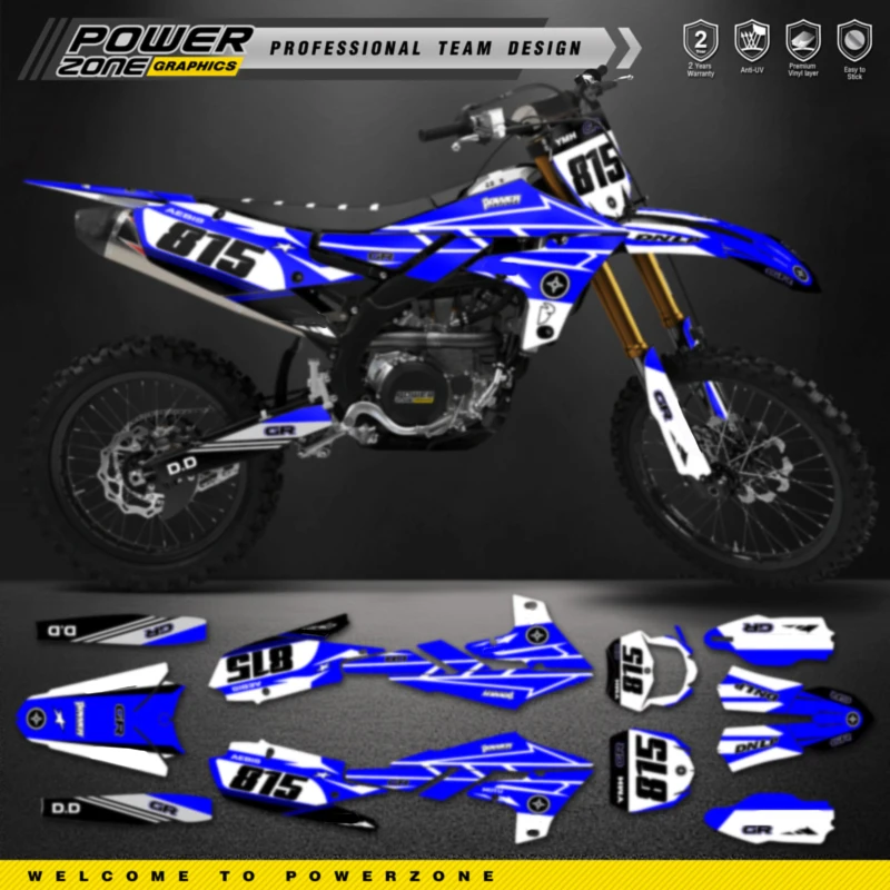 

PowerZone для комплекта YAMAHA 2019-2023 YZ250F WR250F 2018-2022 YZ450F WR450F индивидуальные командные графические фоны, наклейки, комплект наклеек 08