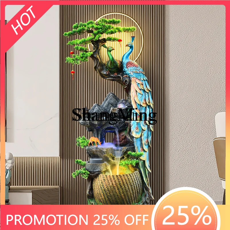 

SM Home Chinese Phoenix Flowing Water Lucky Fountain Ornament Circulating Water Living Room Floor Decoration