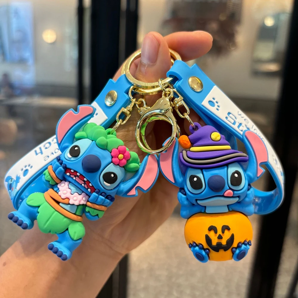 2024 Popular New Halloween Stitch Keychain Cute Q-version Stitch Action Model Pendant Car Pendant Decoration Keychain Gift