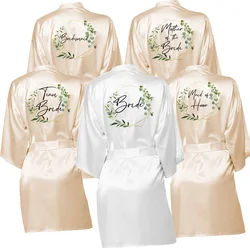 Bridal Party Sister Team Mother Wedding Bathrobe Faux Silk Robe Bride Bridesmaid Wedding Robes Woman Bachelorette Hen Party