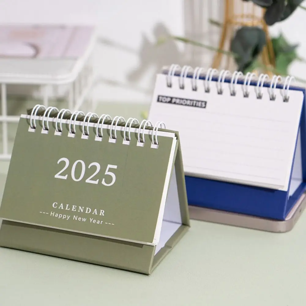 

Creative 2024-2025 Calendar Thick 2025 Mini Desk Calendar Portable To Do List Standing Flip Calendar Desk Decoration