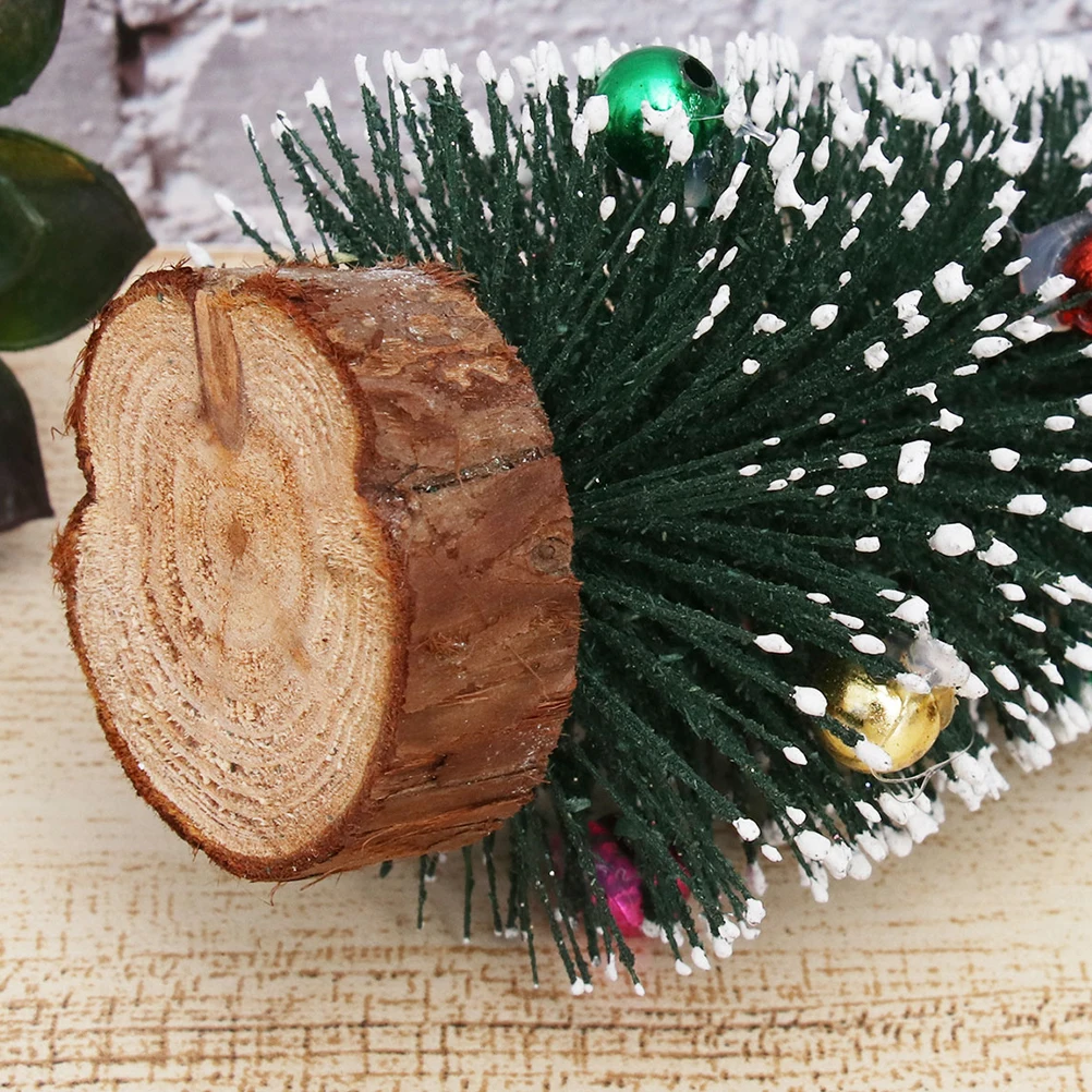 

2 PCS Mini Christmas Tree Tabletop Decor Room Desktop Trees Flocked Bamboo Decorations