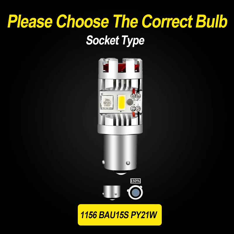 2PCS 1156 PY21W LED Turn Signal Light BAU15S Yellow Blub Canbus for Nissan Terrano D10/Cube Z12/Navara NP300 D23/NV200/Tiida C11