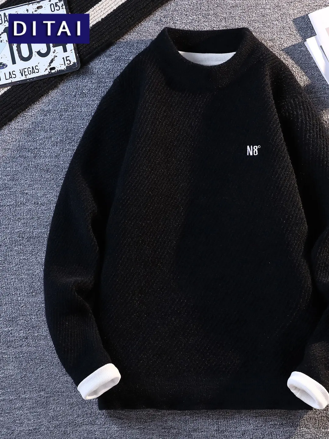 

Осень-зима Thiened круглый вязаный свитер с вышивкой букв мужская база irt повседневная удобная мягкая смесь полиэстера