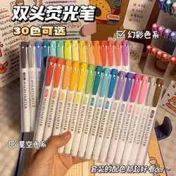 Double Headed Color Highlighter Pen Ins, High Visual Value Marking, Key Point Marking Note Taking Pen Non Smudging Paper Student