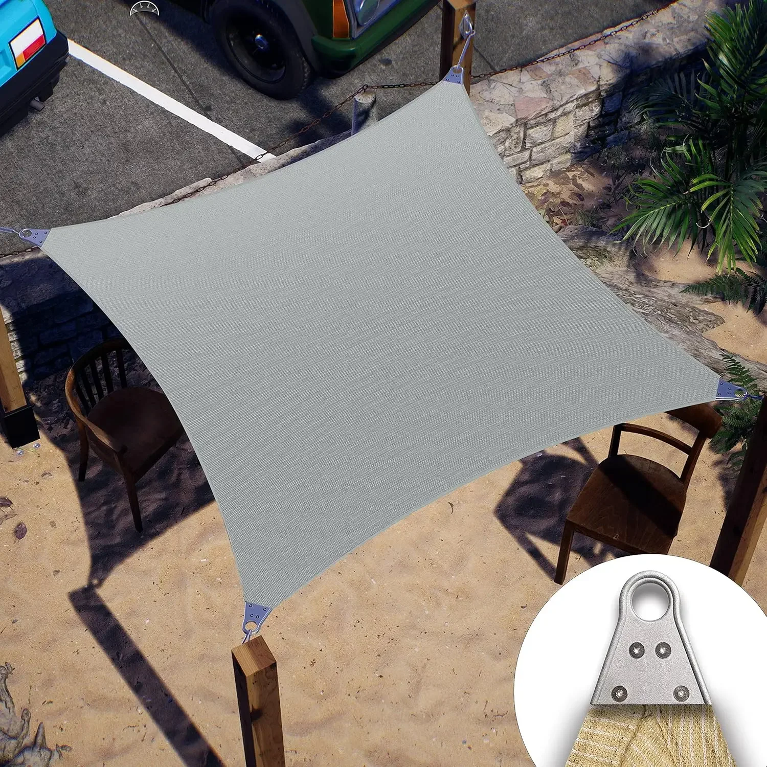 28' x 34' Grey Sun Shade Sail Commercial Grade UPF50 Canopy Structure Reinforced Corners & Edges 260 GSM Fabric Heavy Duty