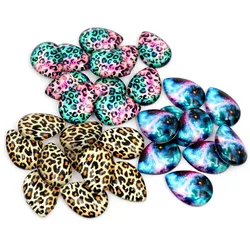 10x14mm 13x18mm 18x25mm Drop Leopard print New Fashion Handmade Photo Glass Cabochons Pattern Domed Jewelry Accessories supplies