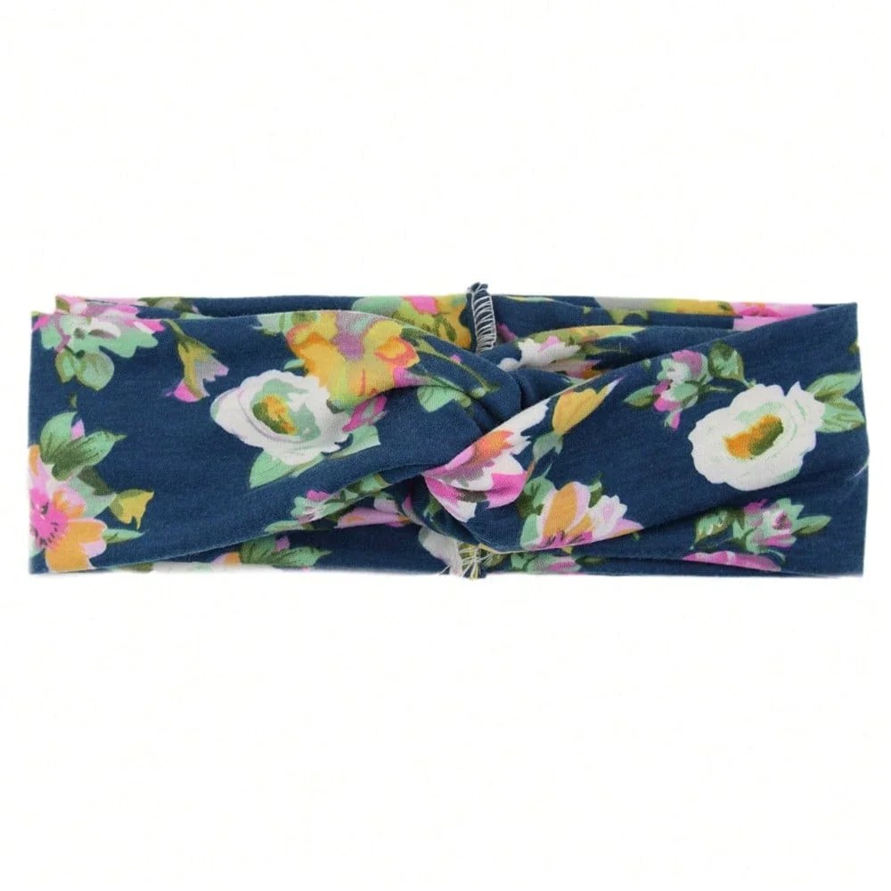 

Повязка на голову с цветочным узором из полиэстера, аксессуар для волос для женщин, для лета, йоги и спорта