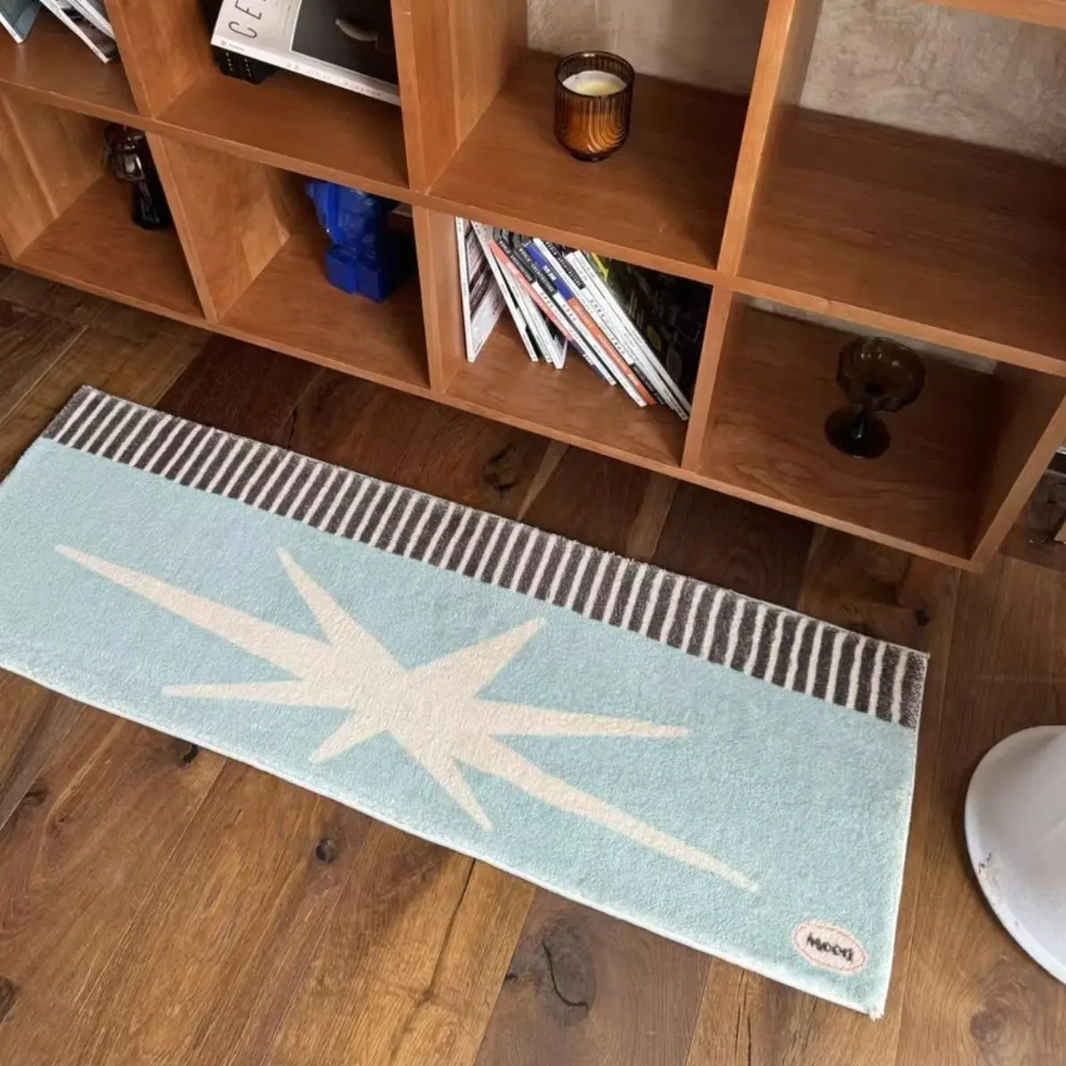 Retro Star Bedside Rug Faux Cashmere Vintage Multi-Point Star Bedroom Carpet Soft Plaid Fluffy Area Rug Home Decor Floor Mat