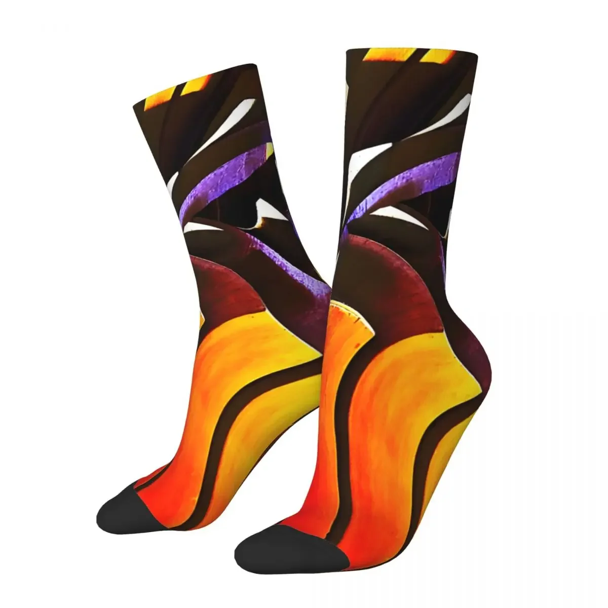 Rock'n' To The Beat Gold Abstract Shapes And Patterns Men's Socks Retro Harajuku Street Style Novelty Casual Crew Sock