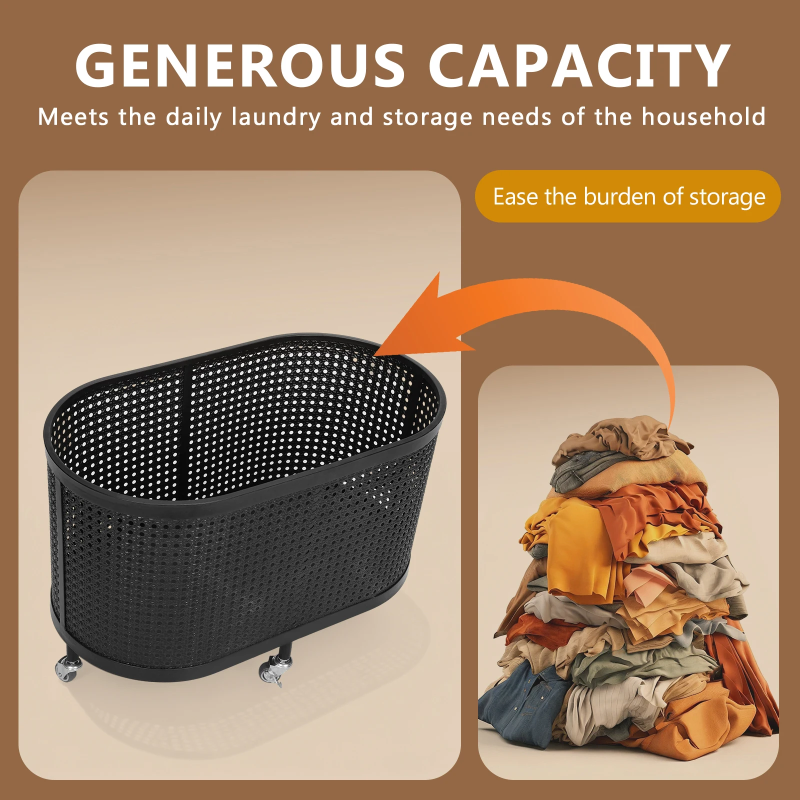 

Metal Baking Varnish Laundry Basket with Wheels Mesh Rolling Laundry Basket Wheeled Hotel Laundry Hamper for Laundry Room