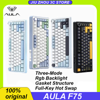 Aula F75 Mechanical Keyboard Three Mode 2.4g Wireless Bluetooth Wired Gasket Structure Rgb Hot Swap 80 Key Pc Gaming Keyboard