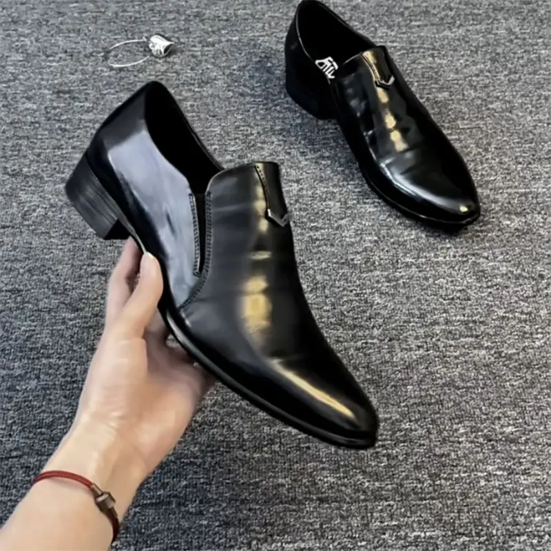Pointed Toe Men's Leather  British High-End 2025 Summer New Casual Light Luxury Business Formal Leather Shoes