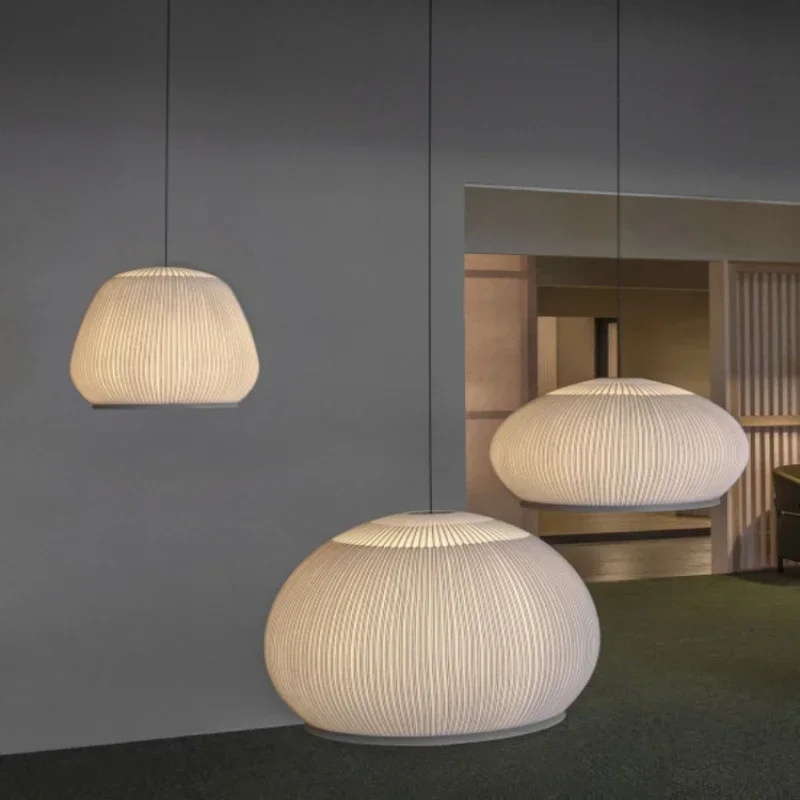 

Japanese Wabi Sabi Style Living Room Decorat Bedside Chandelier, Spanish Designer's New White Knitted Fabric Shaped Floor Lamp