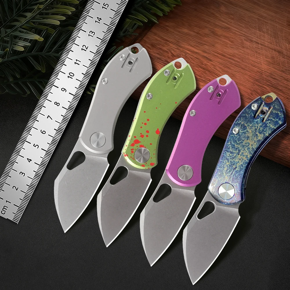 NINE THORN Folding Knife Mark N690 Blade Aluminum/Titanium Handle Outdoor Camping Hunting Fishing Pocket Fruit Portable EDC Tool