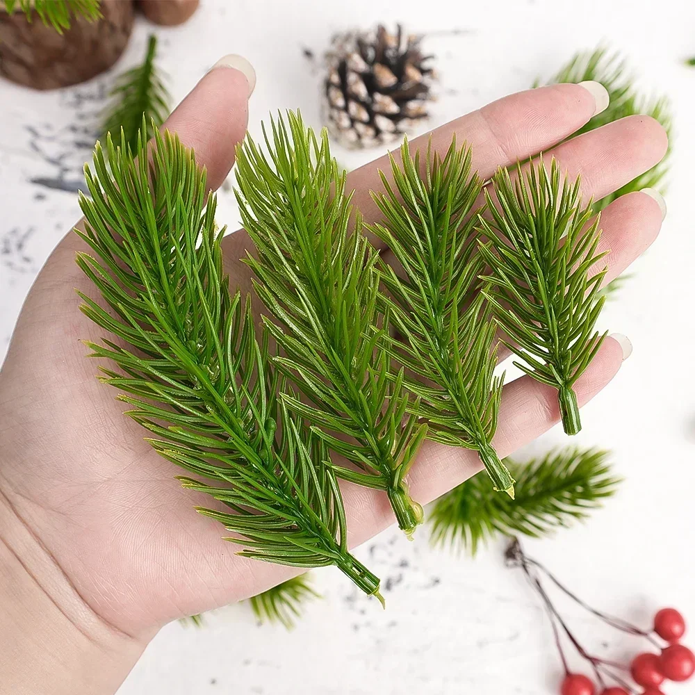 200/10Pcs Christmas Artificial Pine Needles Fake Pine Branches DIY Garland Green Leaves Flower Home Xmas Party Decoration Plants