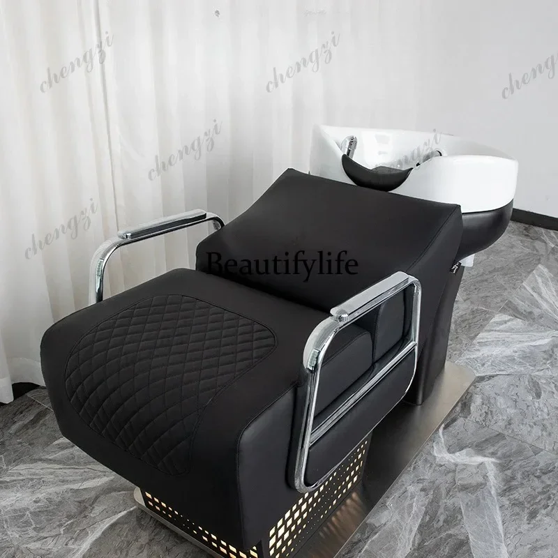 K153   Hair Salon Sink Shampoo Chair Barber Hair Wash Comfort Artifact Shampoo Chair Simplicity PU Leather Furniture