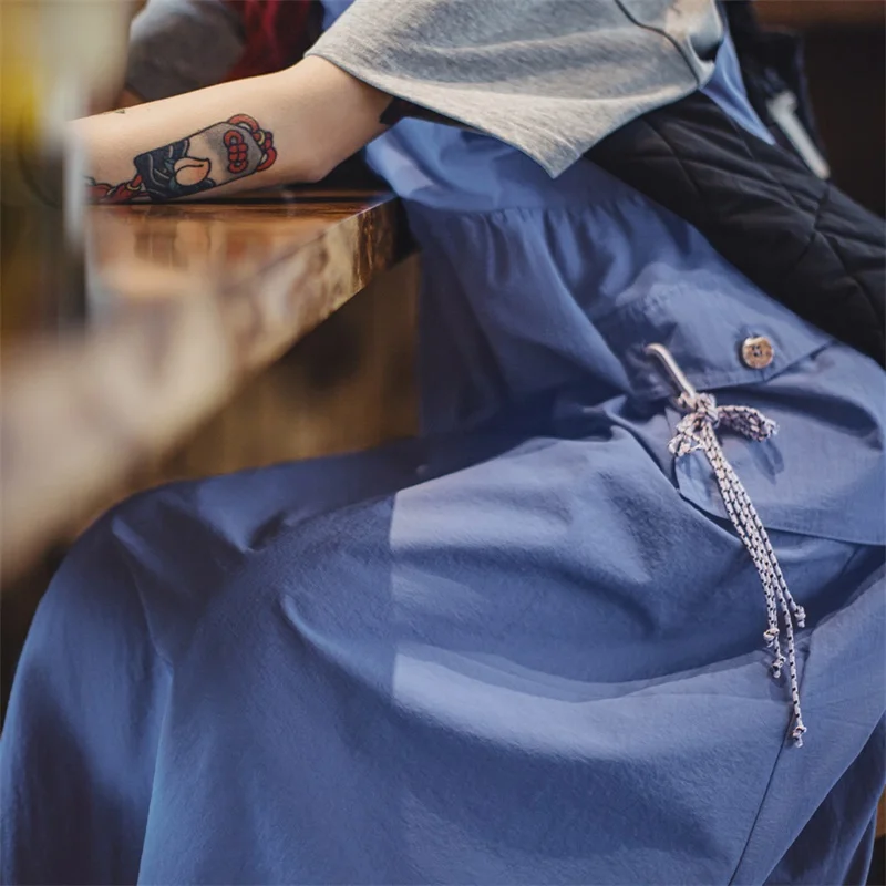 Women's Sleeveless Utility Maxi Dress with Pockets - Blue