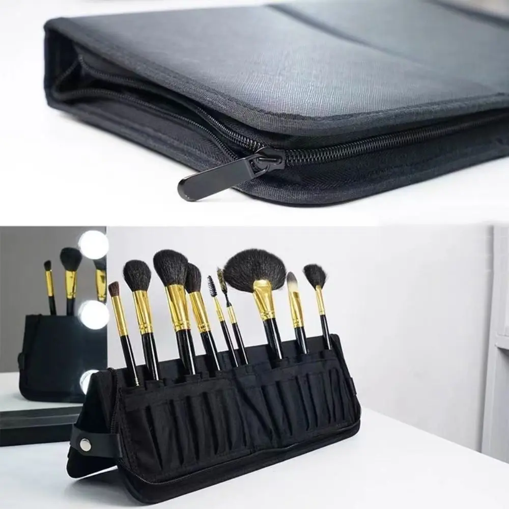 Standable Makeup Brush Holder Dustproof Portable Cosmetic Brush Protective Case 29-hole Multipurpose Makeup Brush Storage Bag