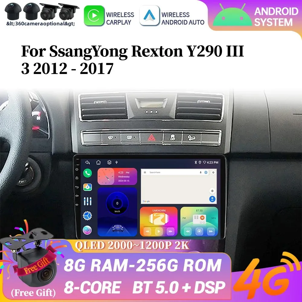 

Wireless Bluetooth Carplay Stereo 4G Android 14 For SsangYong Rexton Y290 III 3 2012-2017 Car Radio Navigation Multimedia Screen