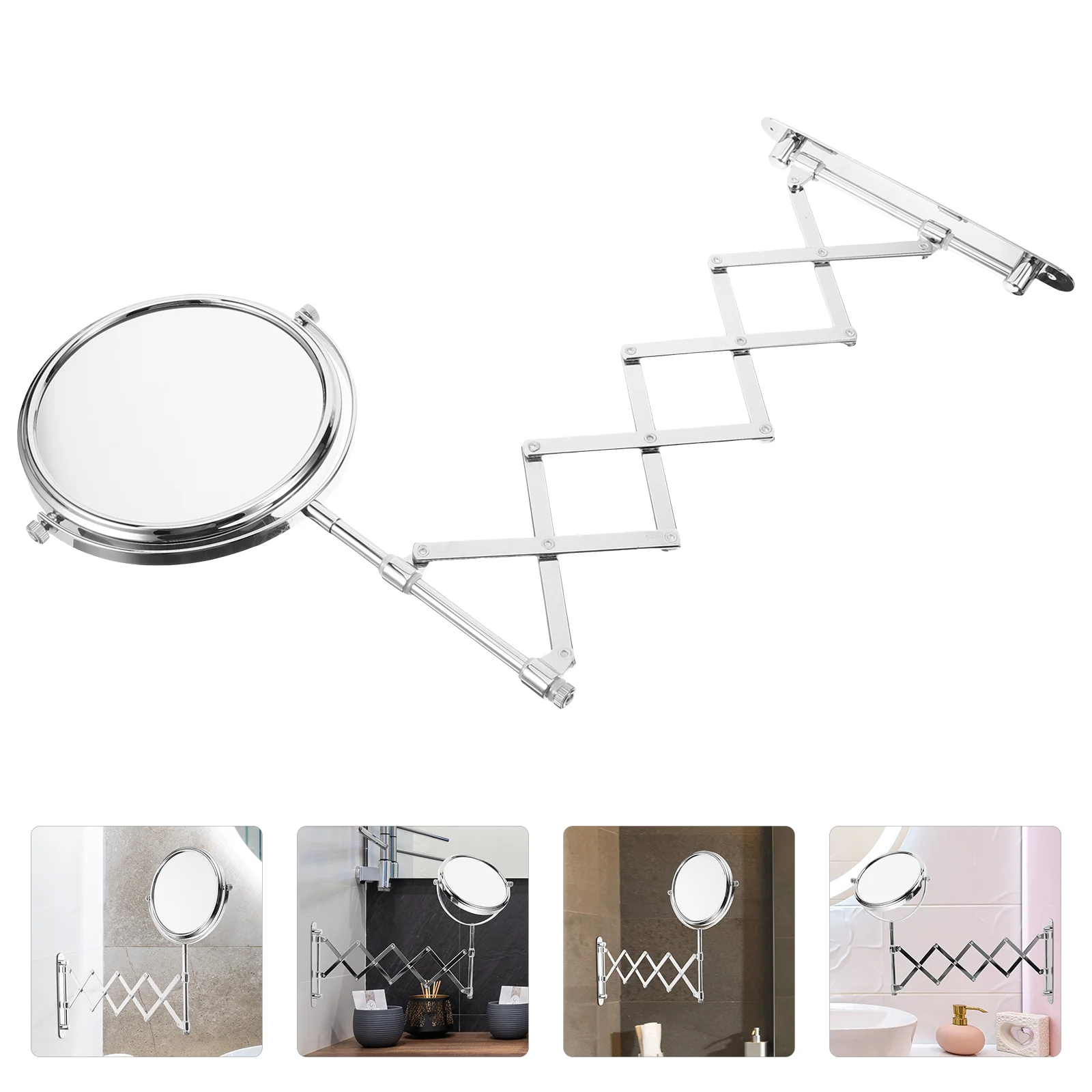 

6 Inch 3X Magnifying Round Wall Mirror Two-Sided Retractable Bathroom Mirror 360 Degree Swivel Makeup Mirror