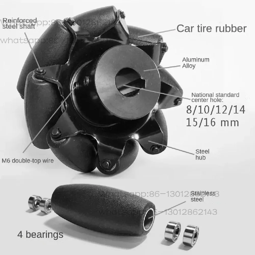 2026  NEW  4-inch carbon steel omnidirectional wheel, load 150kg, 81012141516mm, with intelligent robot chassis motor coupling
