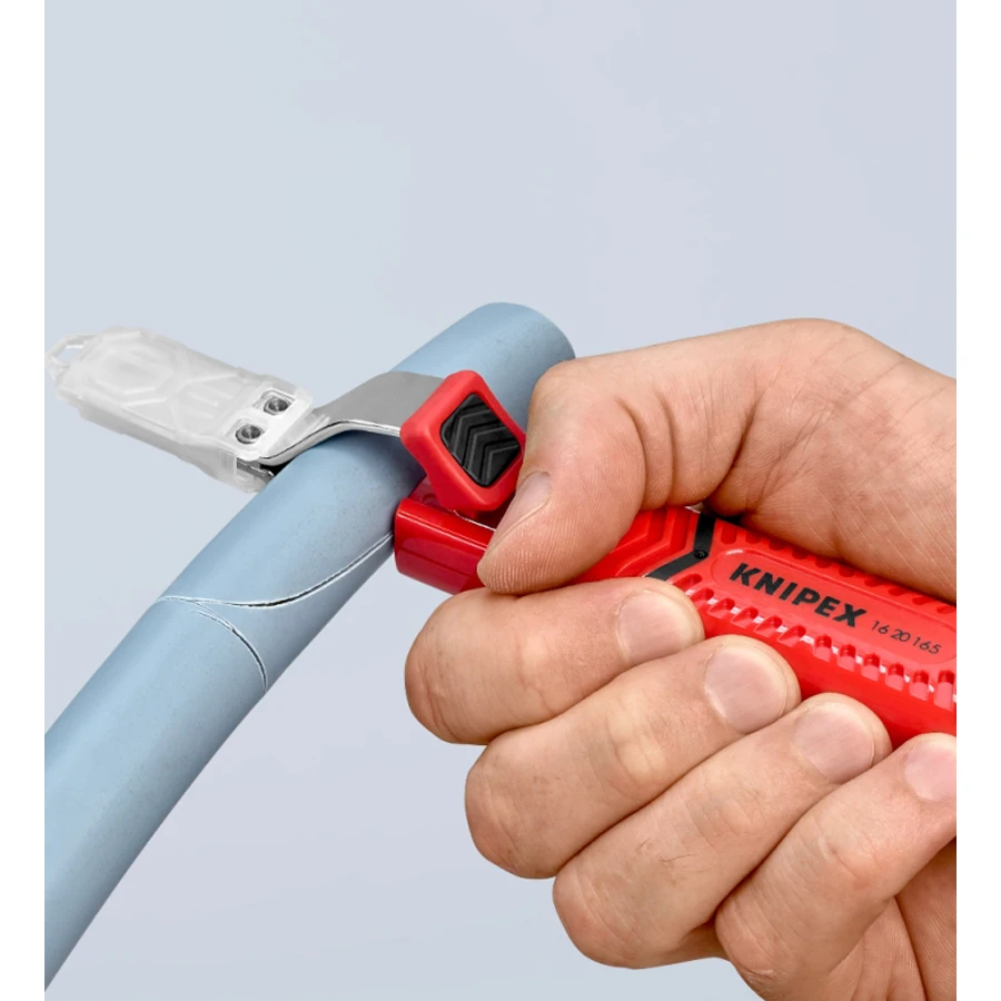 Knipex 16 20 165 SB Cable Stripper Tool Suitable for Round Cable 8 - 28mm Turnable Blade for Circular and Longitudinal Cutting