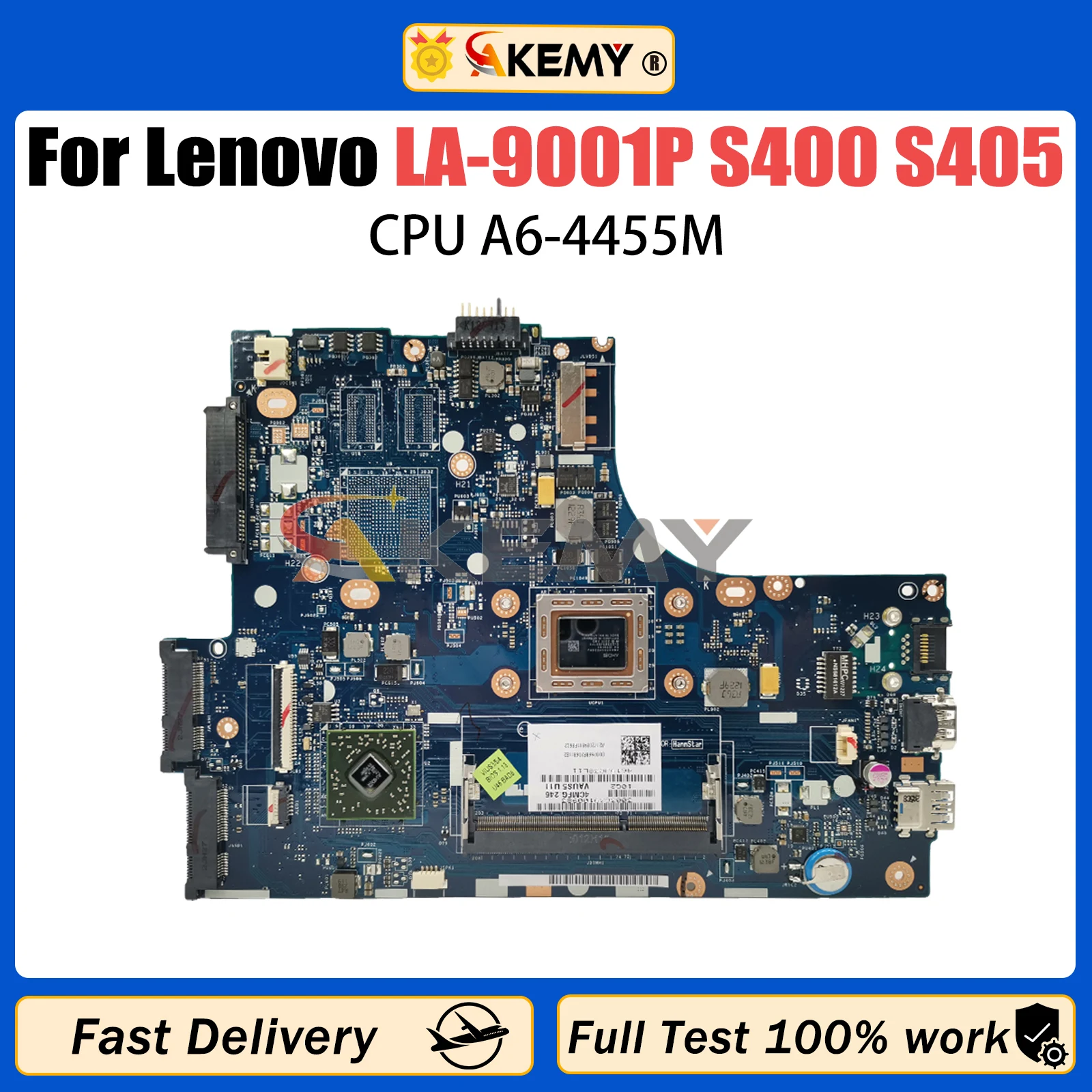 

AKEMY For Lenovo LA-9001P Ideapad S400 S405 laptop motherboard VAUS5 with A6-4455M CPU 100% Tested OK